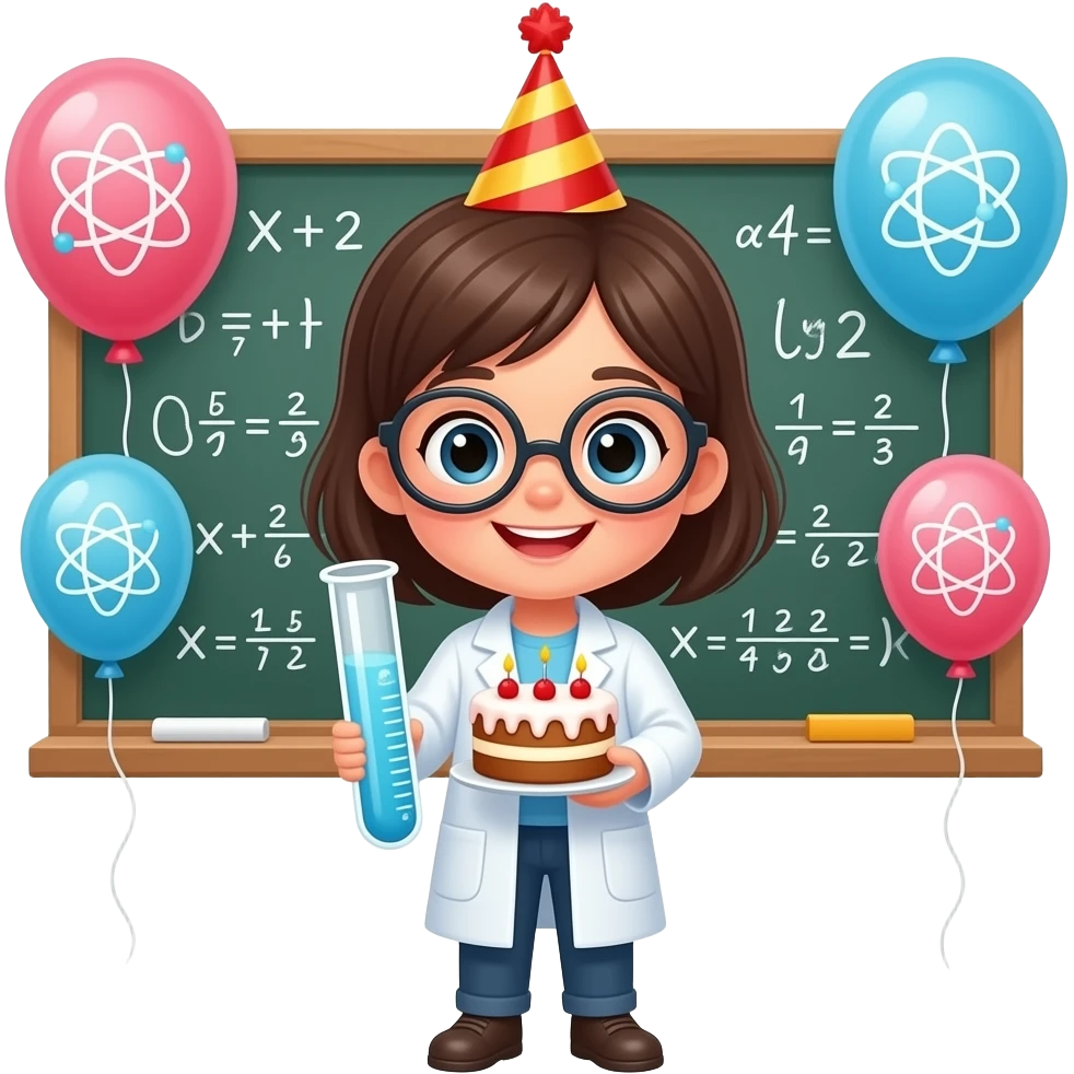 little girl scientist's birthday theme emoji