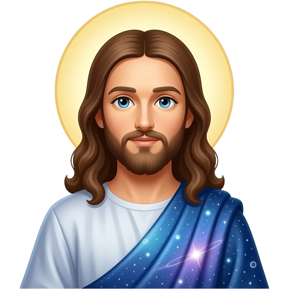 Jesus in a cosmic robe and halo emoji