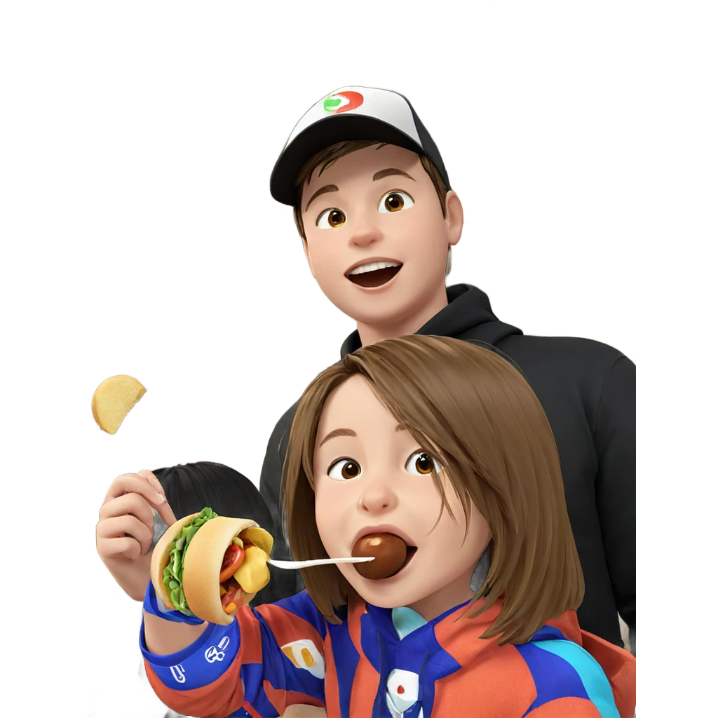 boy and girl enjoying food emoji