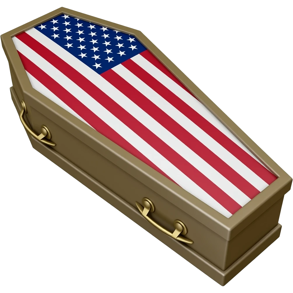 Der Sarg eines amerikanischen Soldaten mit einer US-Flagge darauf emoji