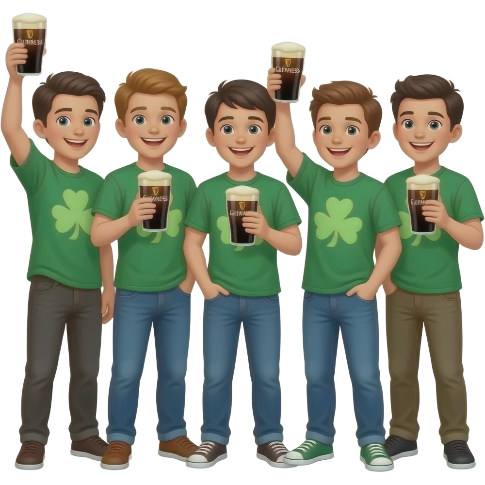 Guinness and 5 irish boys st Patrick's day emoji