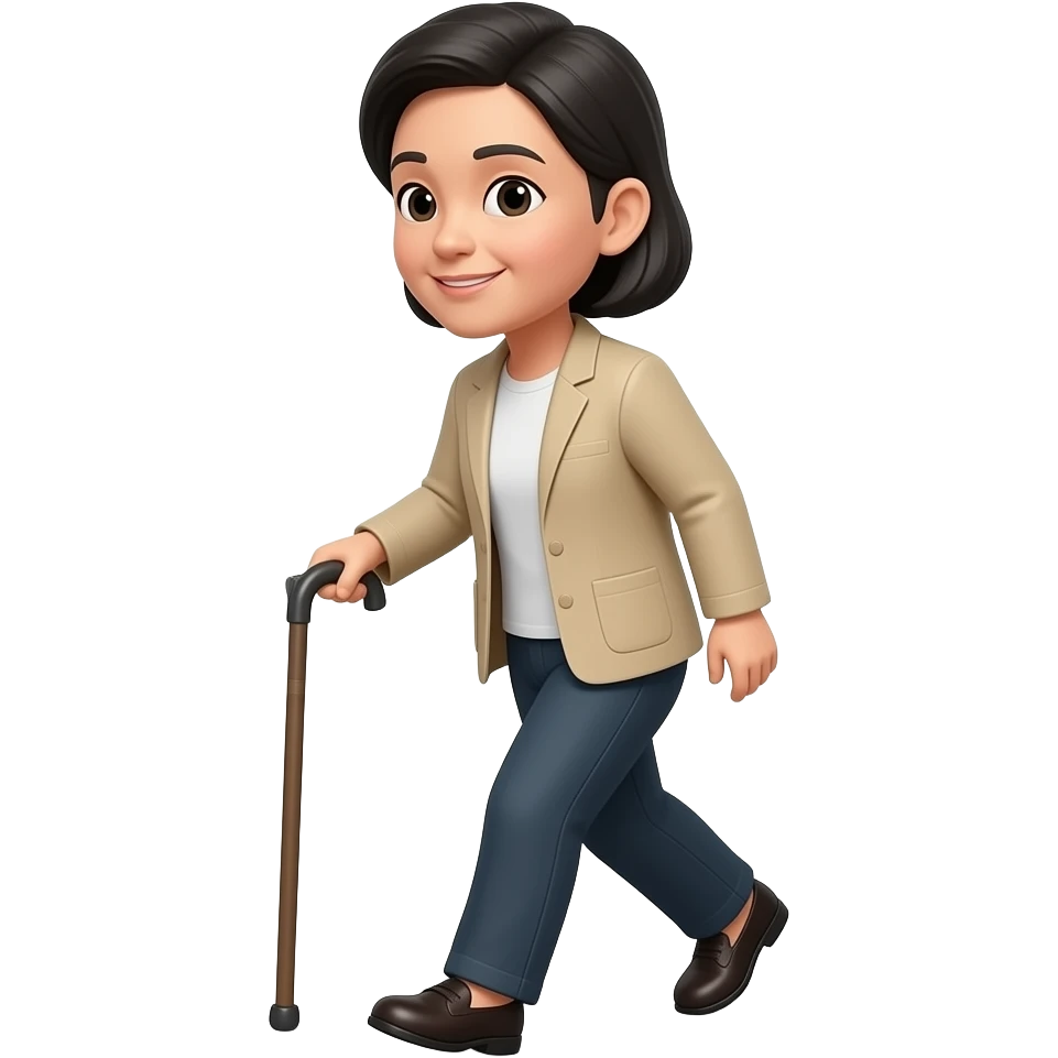 asian woman walking cane emoji