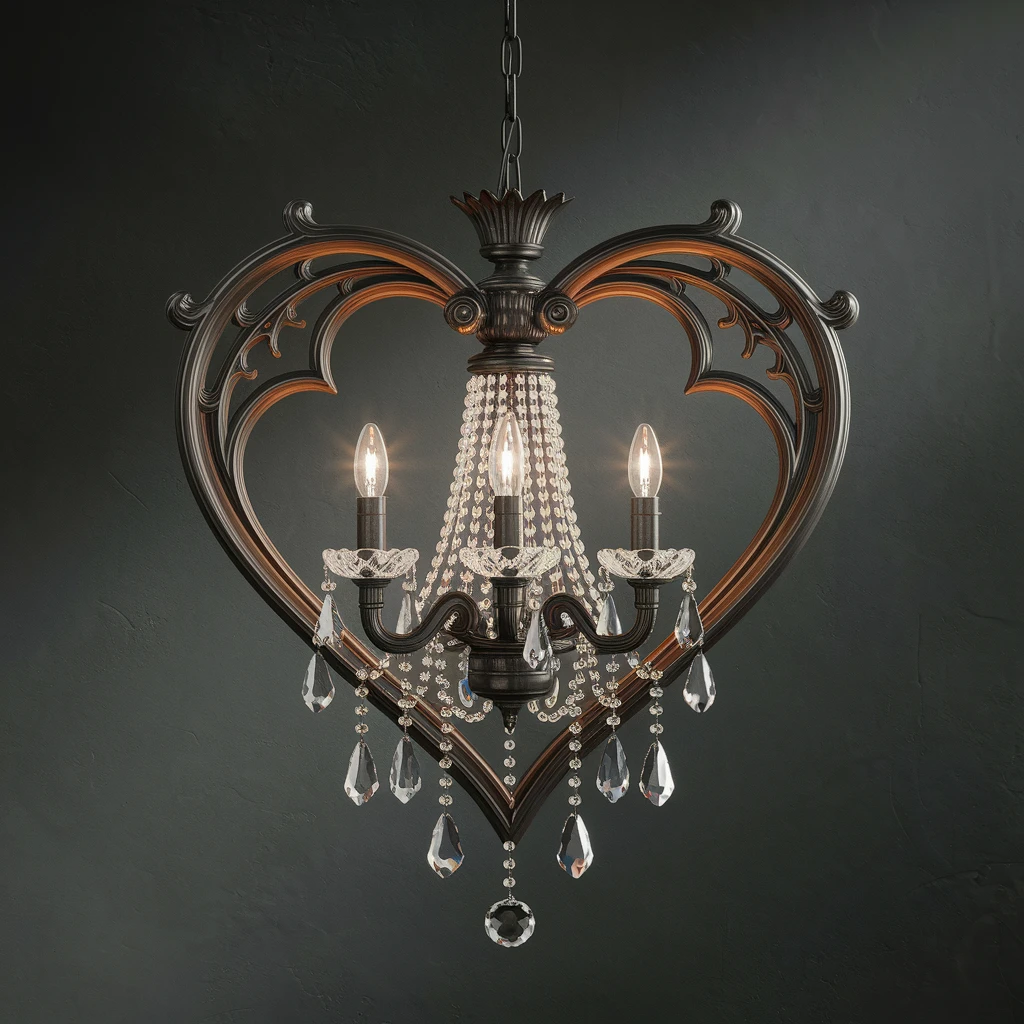 gothic heart with a dark crystal chandelier emoji