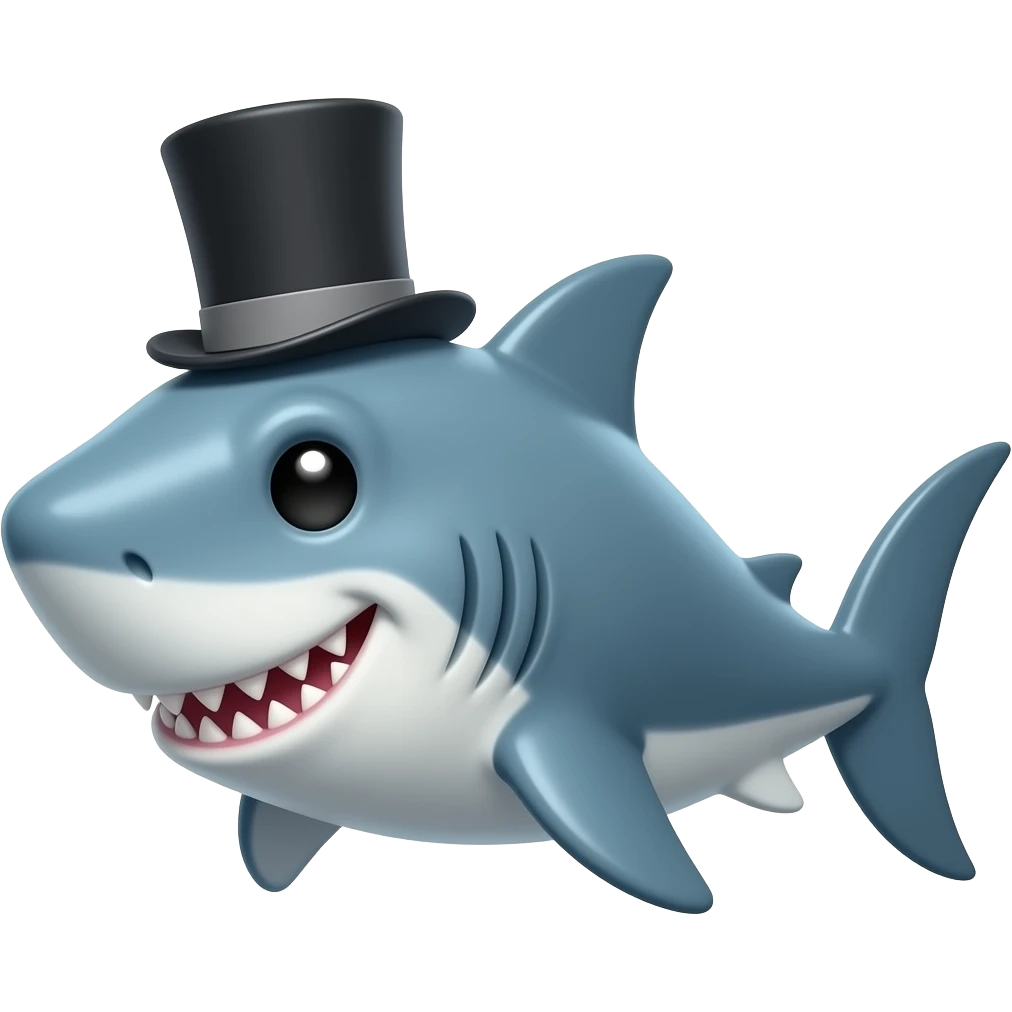 Shark with a top hat emoji