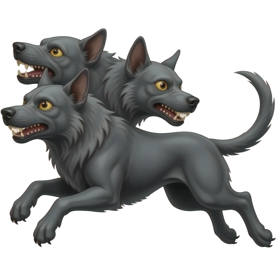 cinematic - cerberus, a three-headed haunting dog - jumping emoji