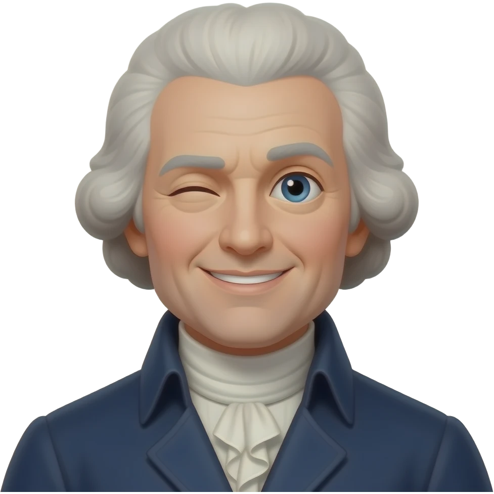 Thomas Jefferson flirty smile and winking emoji