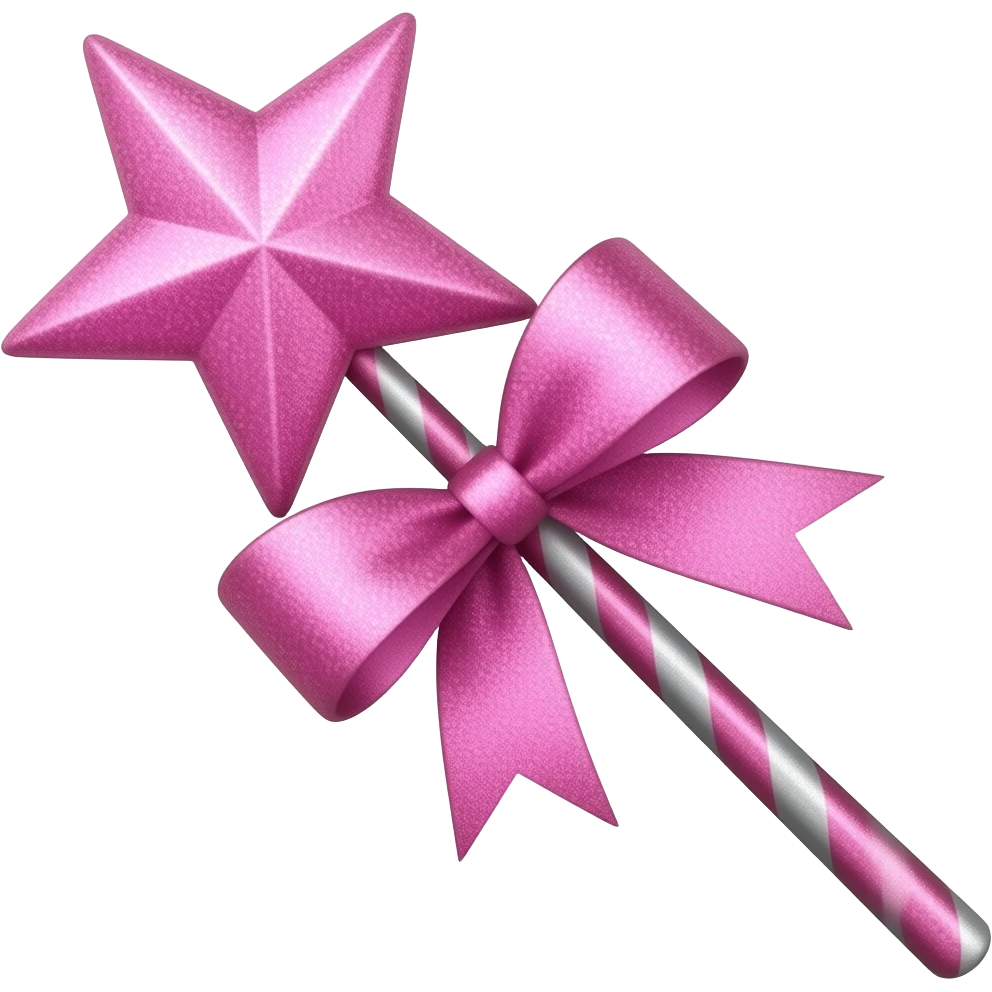 Glitter Pink Ribboned glitter pink magic wand emoji