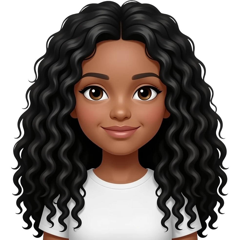 Fille avec cheveux noir long 1 metre boucler emoji