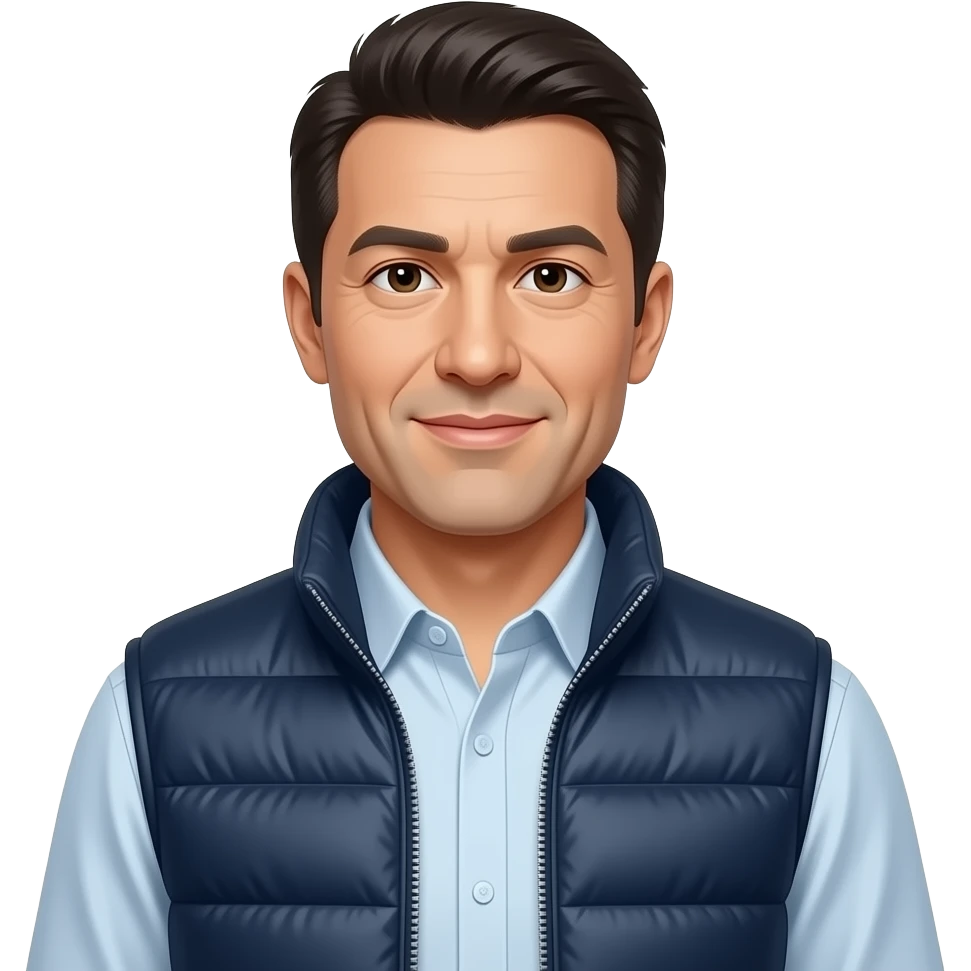 commercial 40 ans avec doudoune sans manches emoji