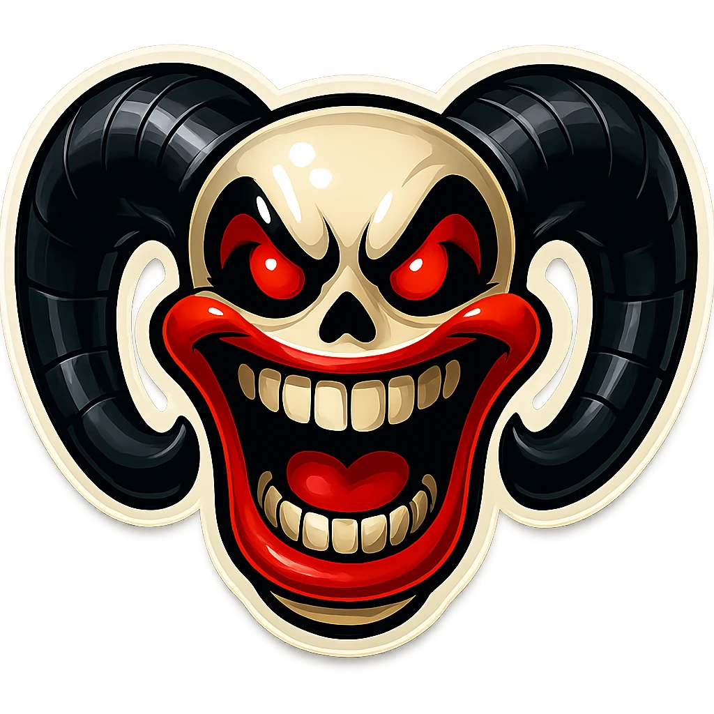 Make the eye makeup more angular and black, keep the subject inside the image borders, high quality, retro sticker style, subject is not female. Otherwise, keep everything else exactly the same as the reference. emoji