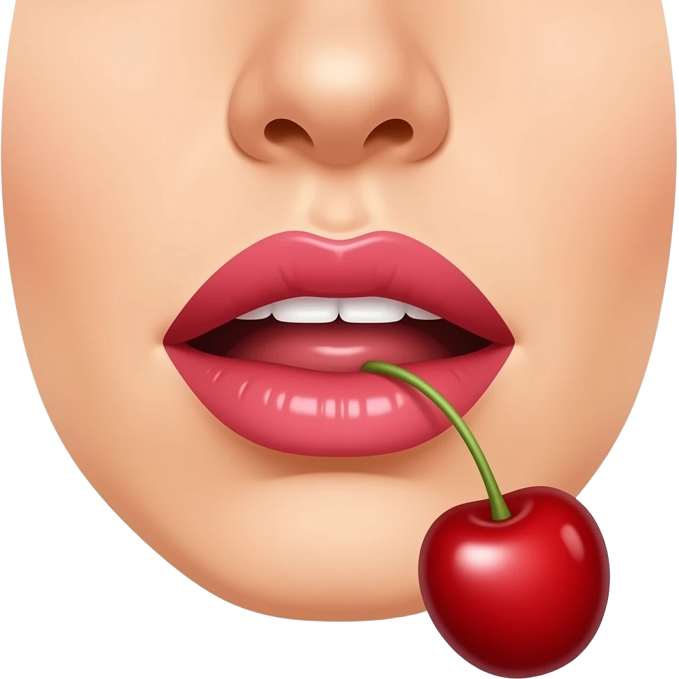 lips licking cherry emoji