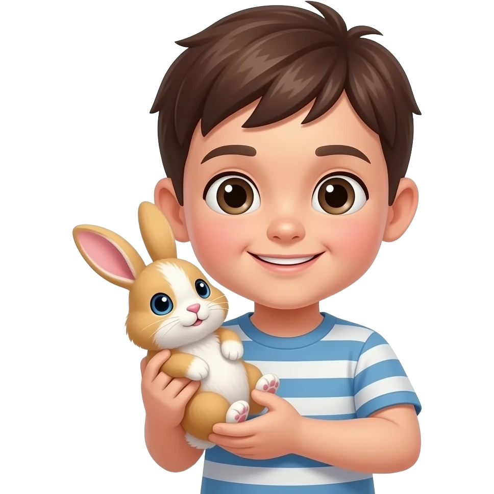 A boy with a pet rabbit emoji