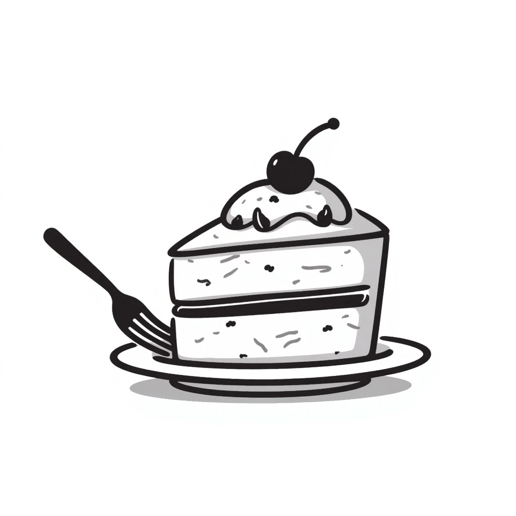 slice of cake hand drawn doodle style emoji