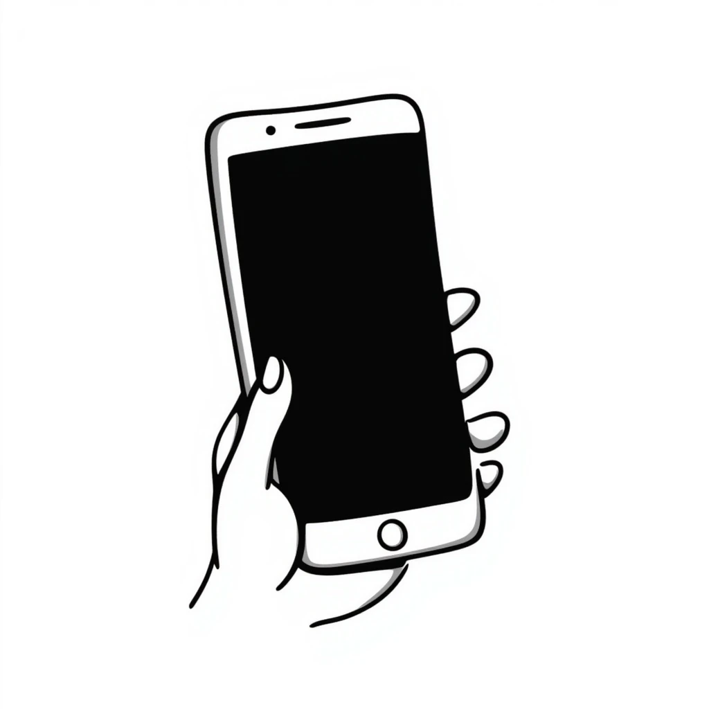 an iPhone smartphone, hand drawn style, playful lines emoji