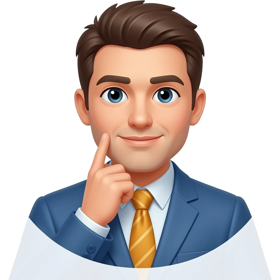 Мужчина думает со знаком вопроса emoji