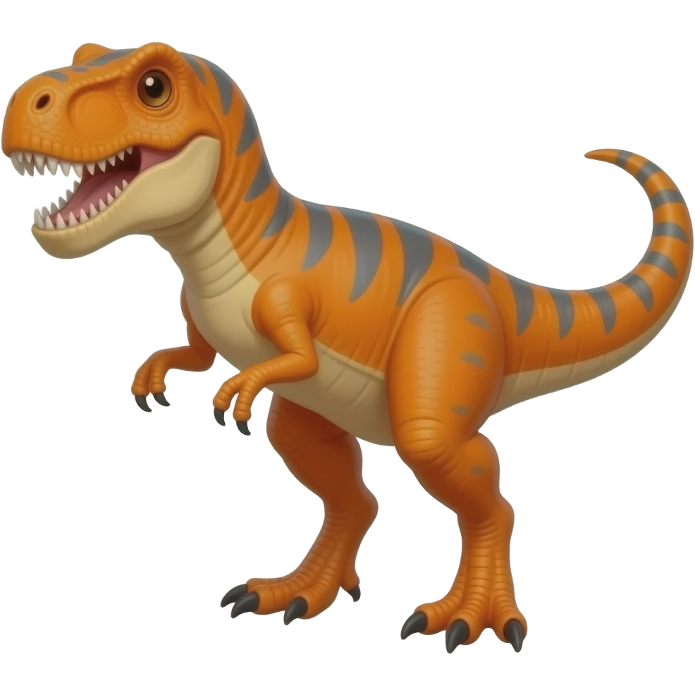 Un Velociraptor naranja con patrones grises emoji
