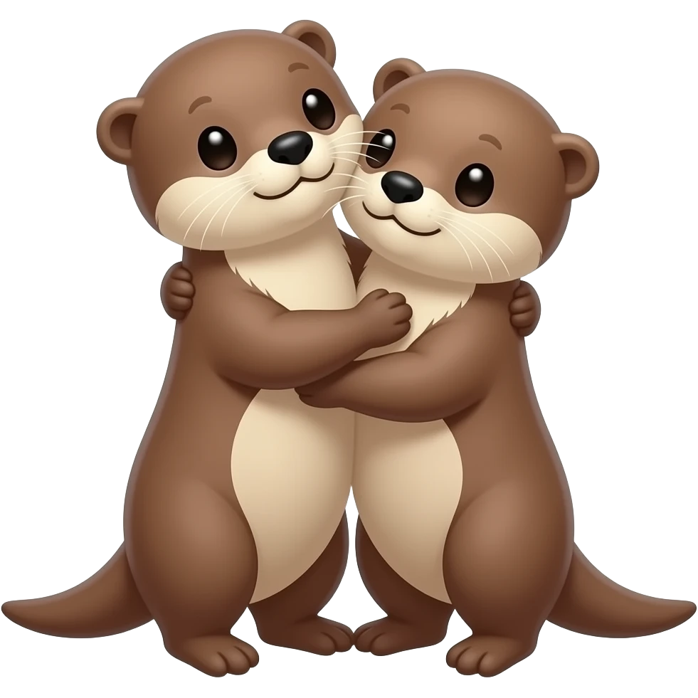 draw two otters hugging on each other, one to be lighter in color emoji