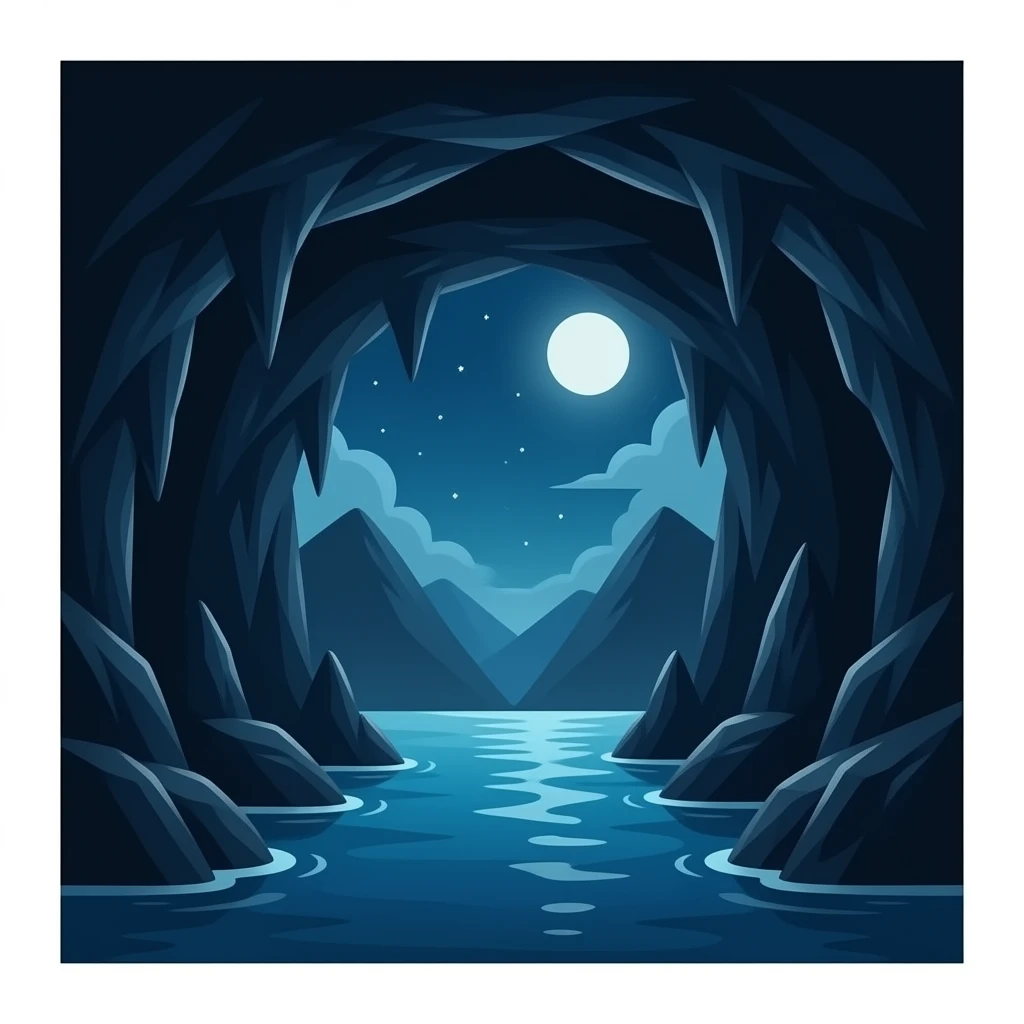 une grotte très sombre il ne doit pas y avoir de l'eau il fait juste sombre emoji