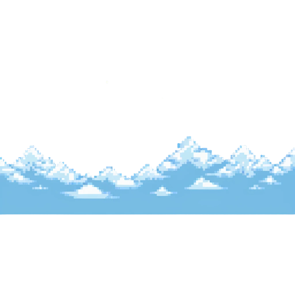 Change the scene to daytime with a bright sky, keeping the pixel art style and snowy background. emoji