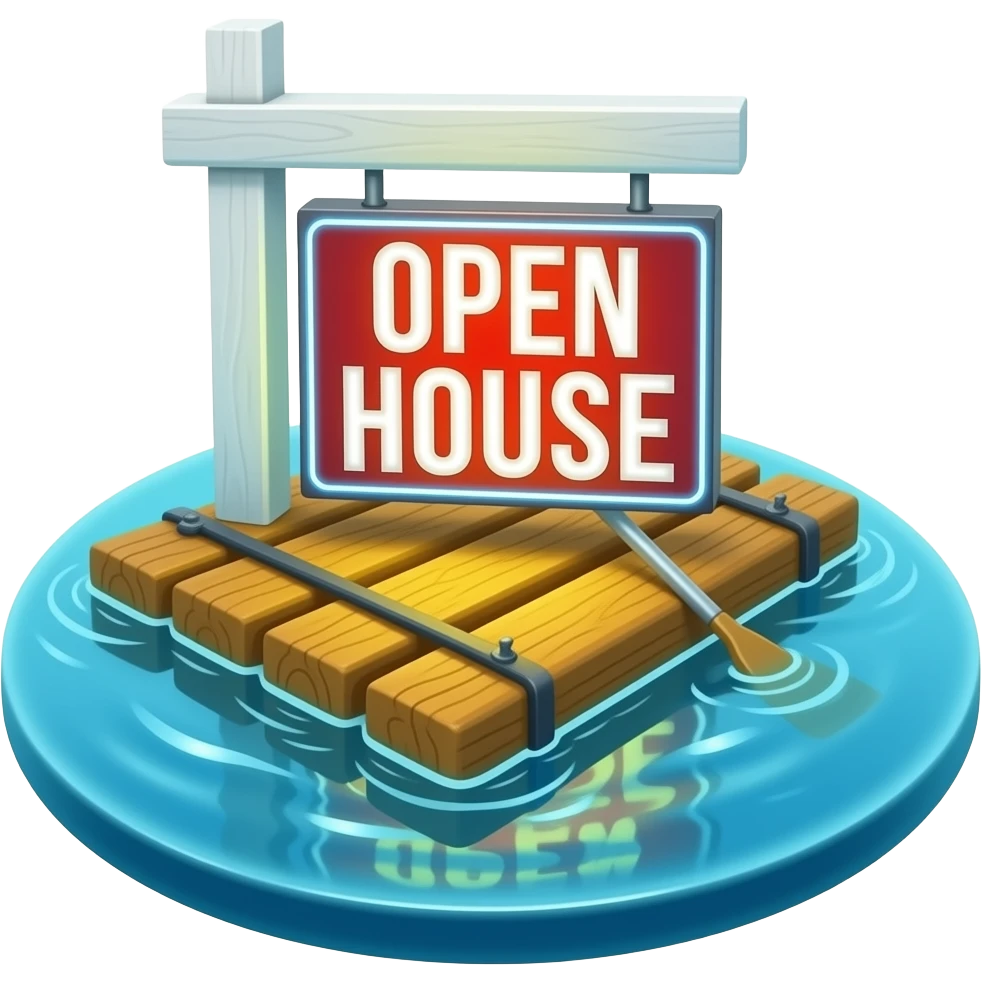 Raft open House boat emoji 3d png emoji