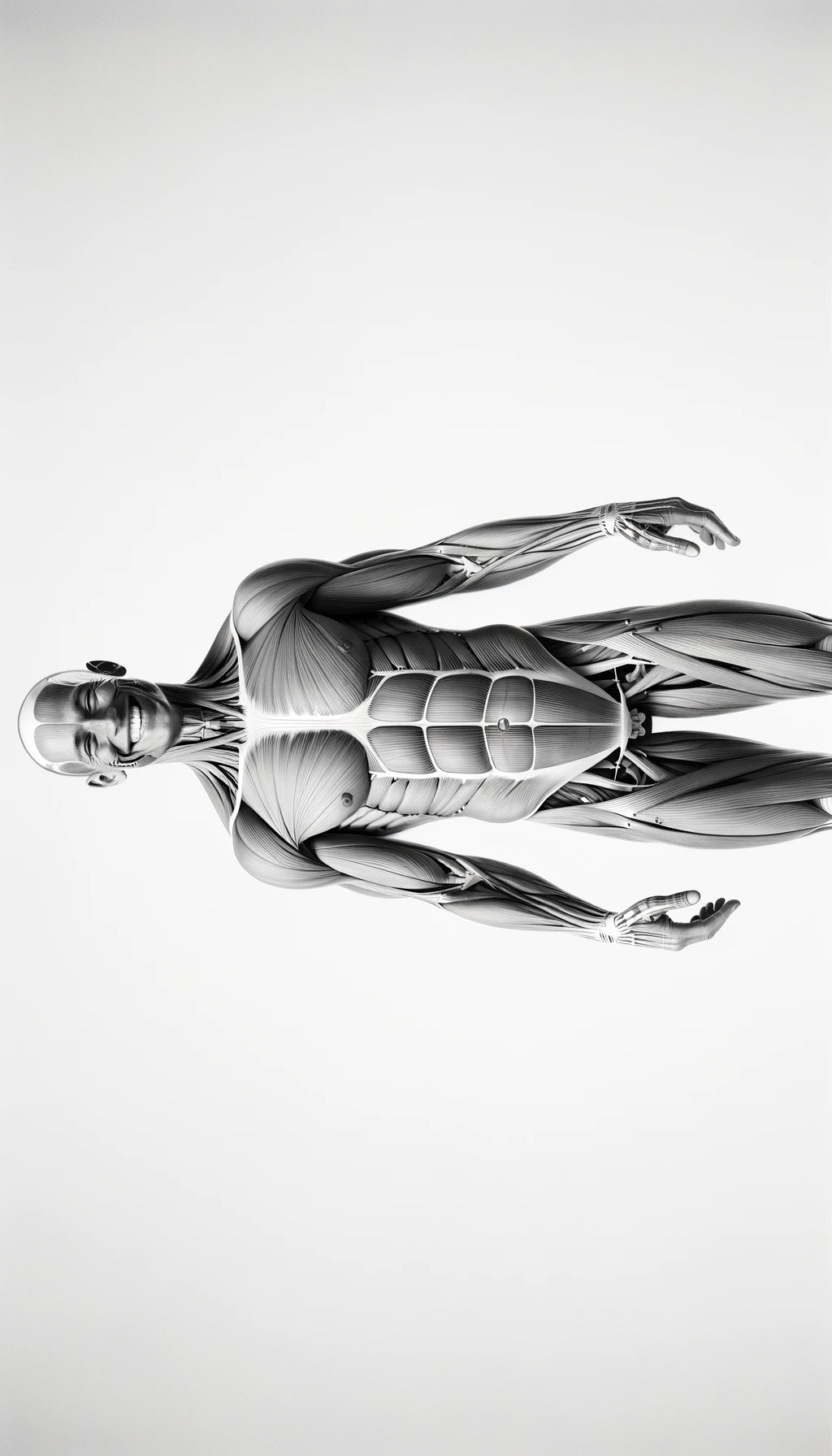 corpo umano anatomico a figura intera che sorride rilassato, iperrealistico 4k, isolato su sfondo bianco emoji