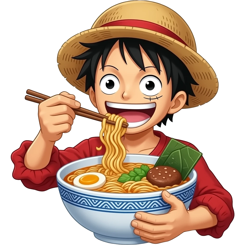 Luffy qui mange beaucoup emoji