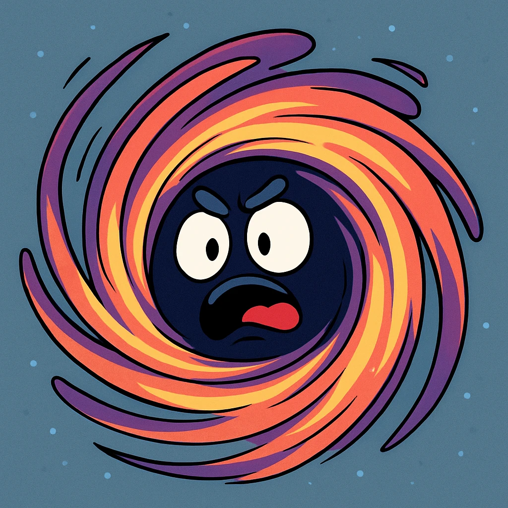 stylized cartoon black hole, exaggerated swirling effect, bright colors emoji