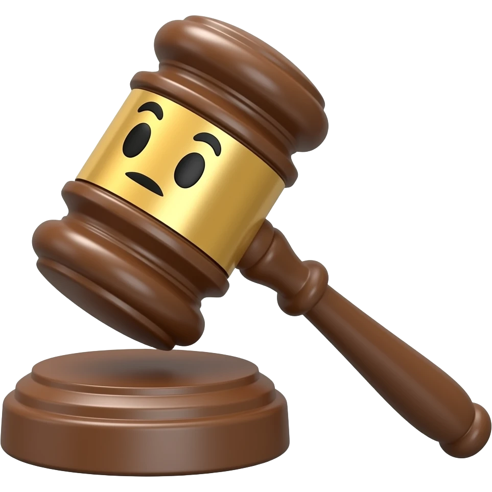 gavel with face emoji