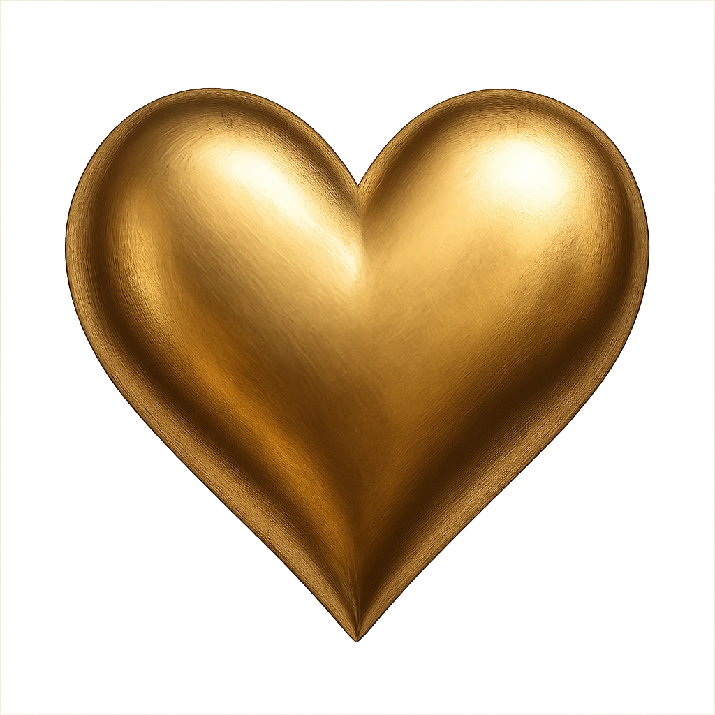 heart with a metallic gold finish, digital illustration emoji