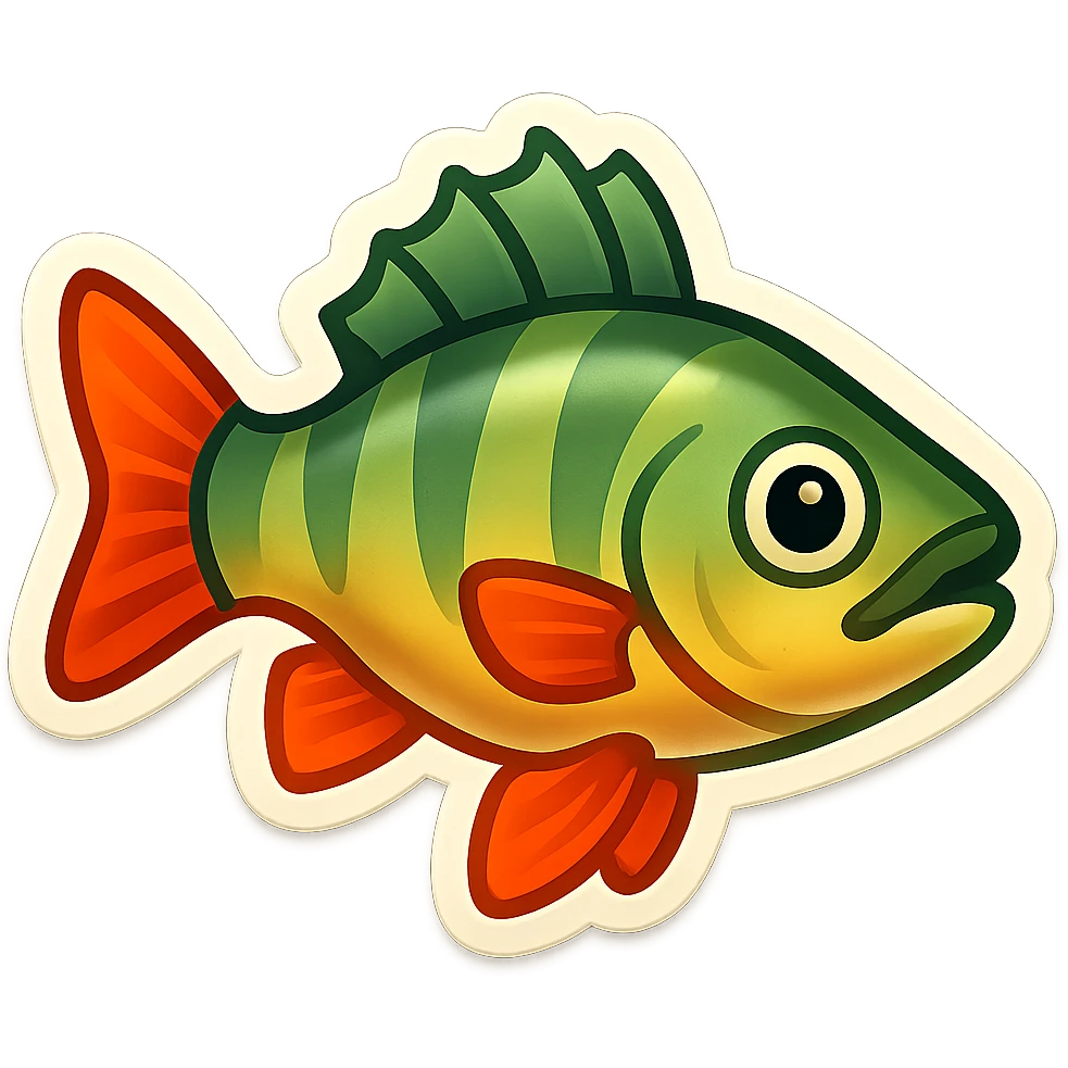 perch fish, emoji style, inspired by Twitter Emoji Stickers, simple and expressive emoji