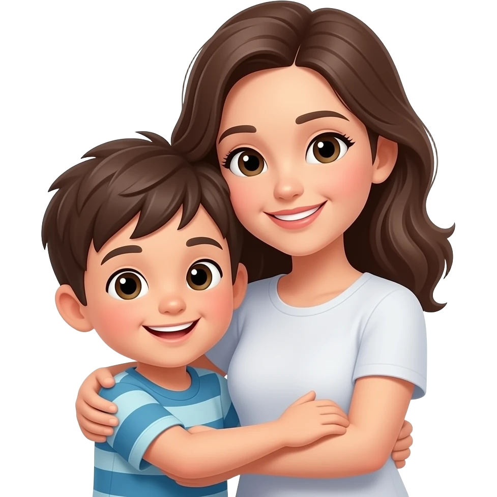 ام مع ابنها بتحضنه emoji