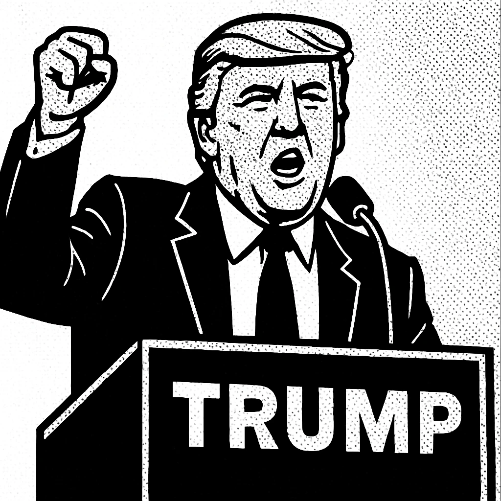 Donald Trump speaking at a rally emoji