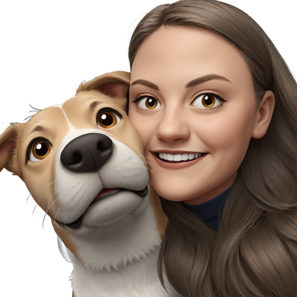 girl smiling with dog emoji