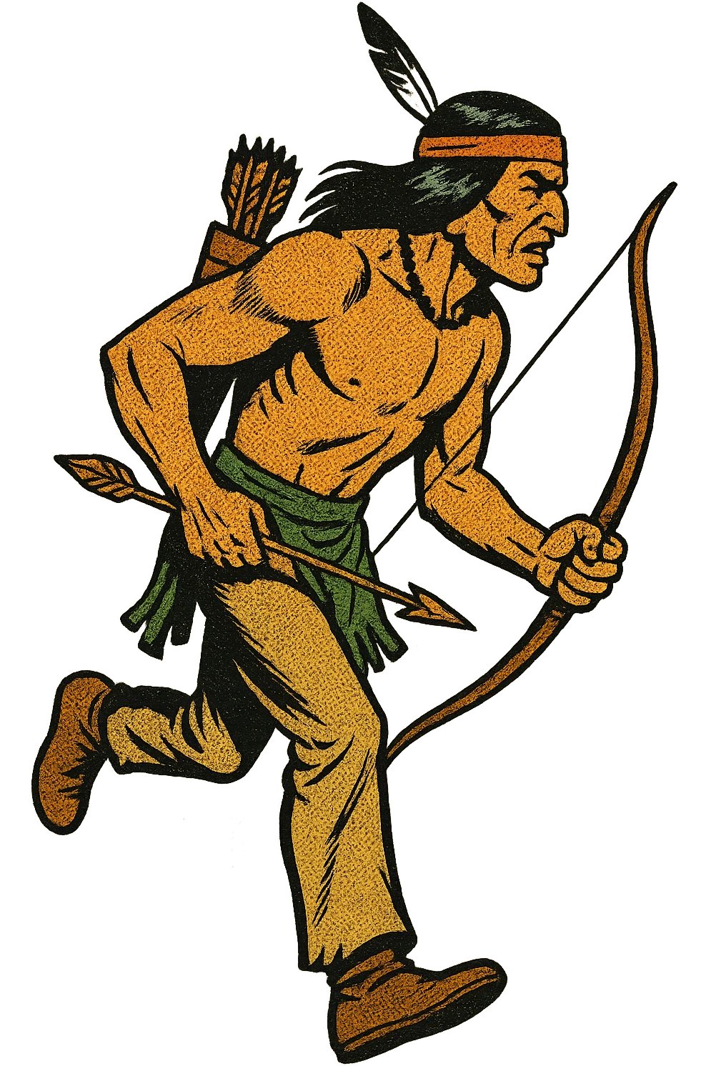 the full body of a native american warrior carrying a bow and arrow emoji