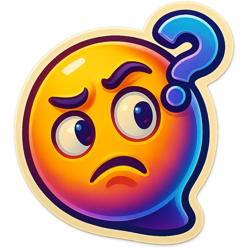 Twitch subscriber emoji showing confusion, puzzled expression, mixed colors, tilted head, questioning look emoji