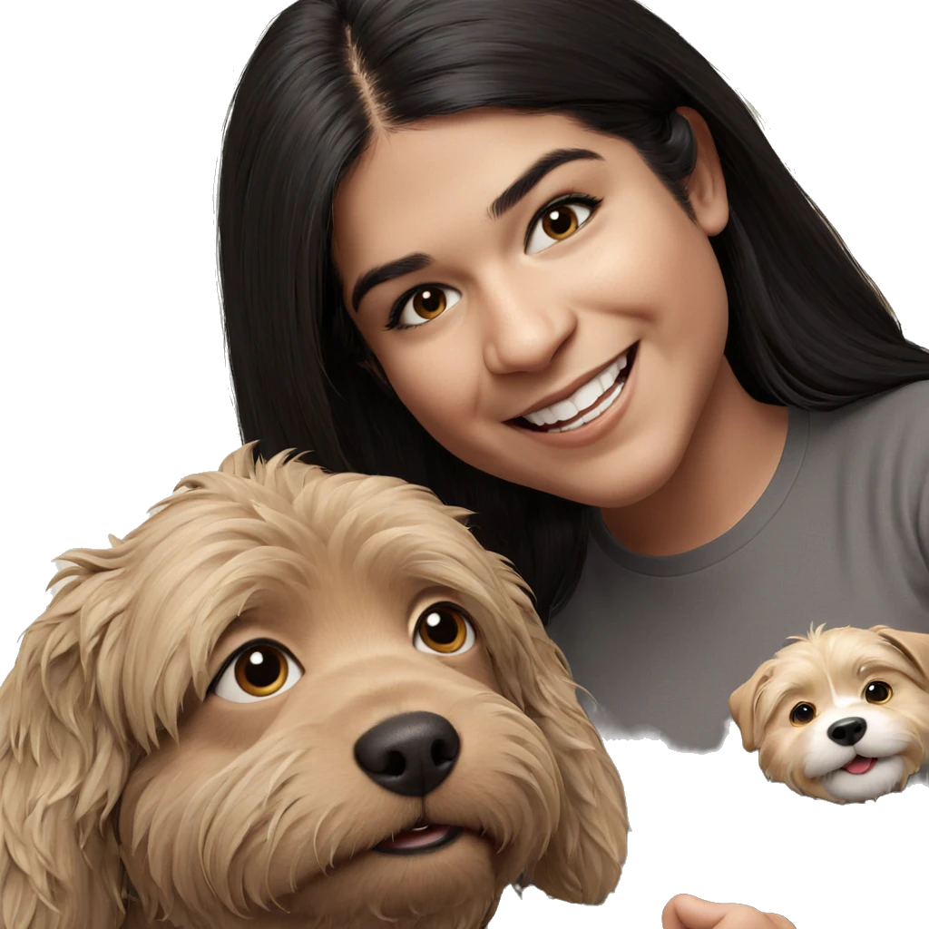 girl smiling with dog emoji