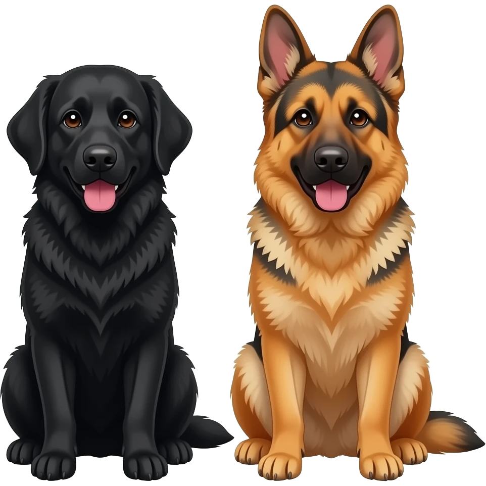 A black golden retriever and a German shepherd emoji
