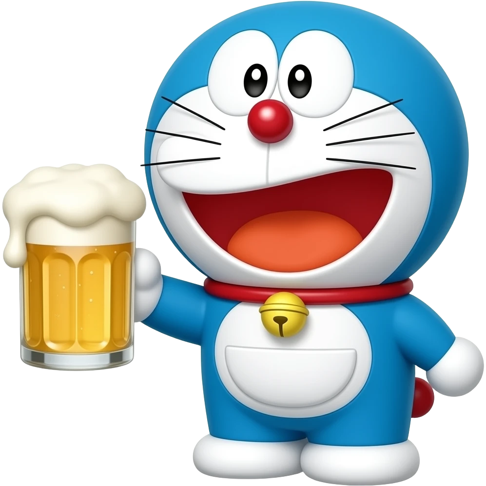 Doraemon, beer emoji