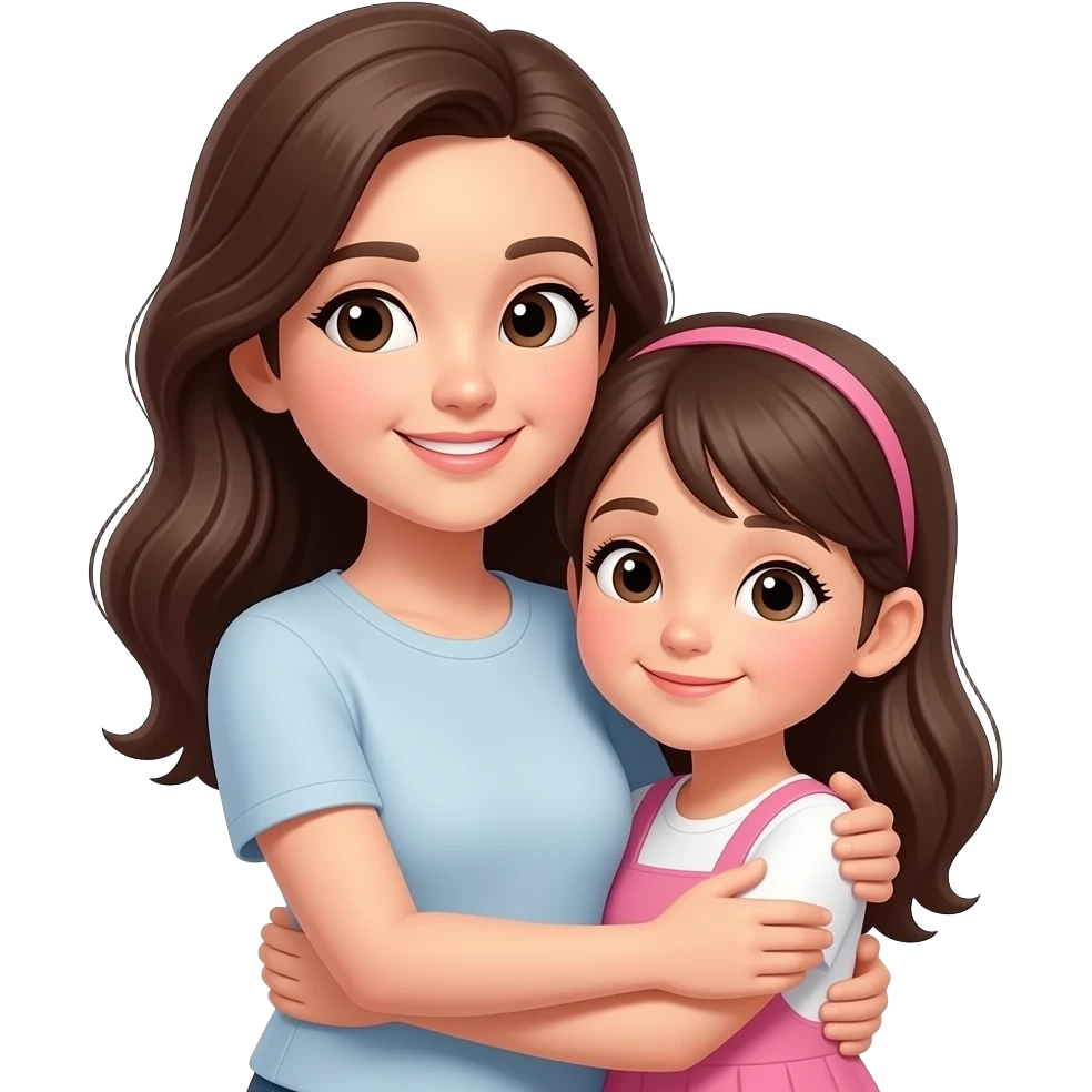 mom amd daughter giving hug emoji