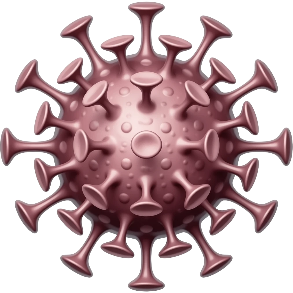 A virus with arrows around it to indicate pathophysiological mechanisms emoji