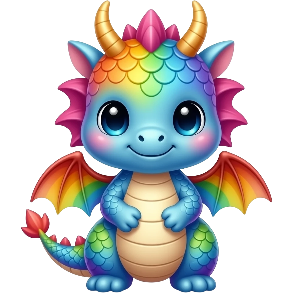 Rainbow Cute Dragon Little baby Kawaii emoji