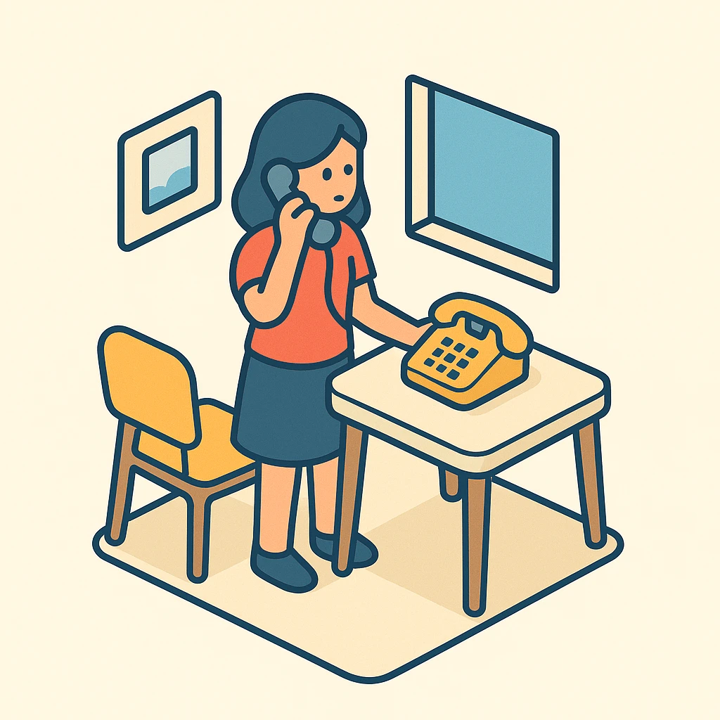 girl talking on telephone in her room emoji