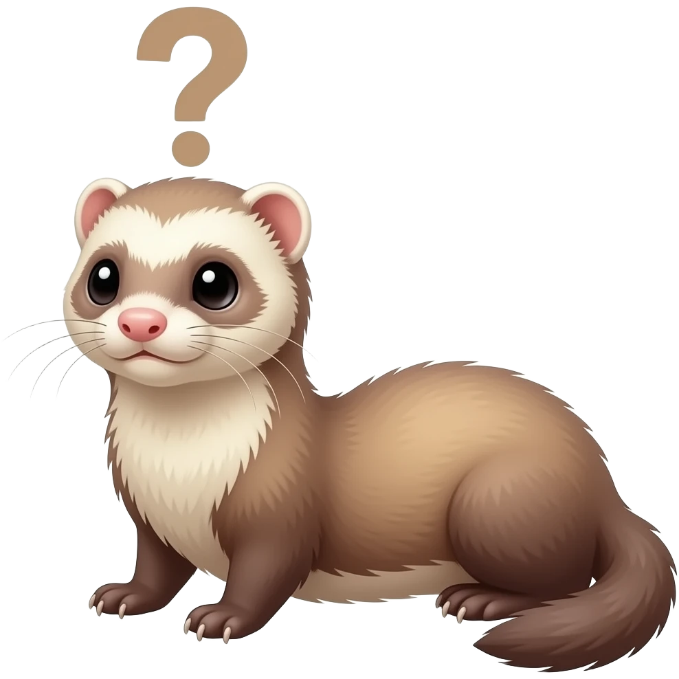 a thoughtful ferret with a question mark above its head emoji