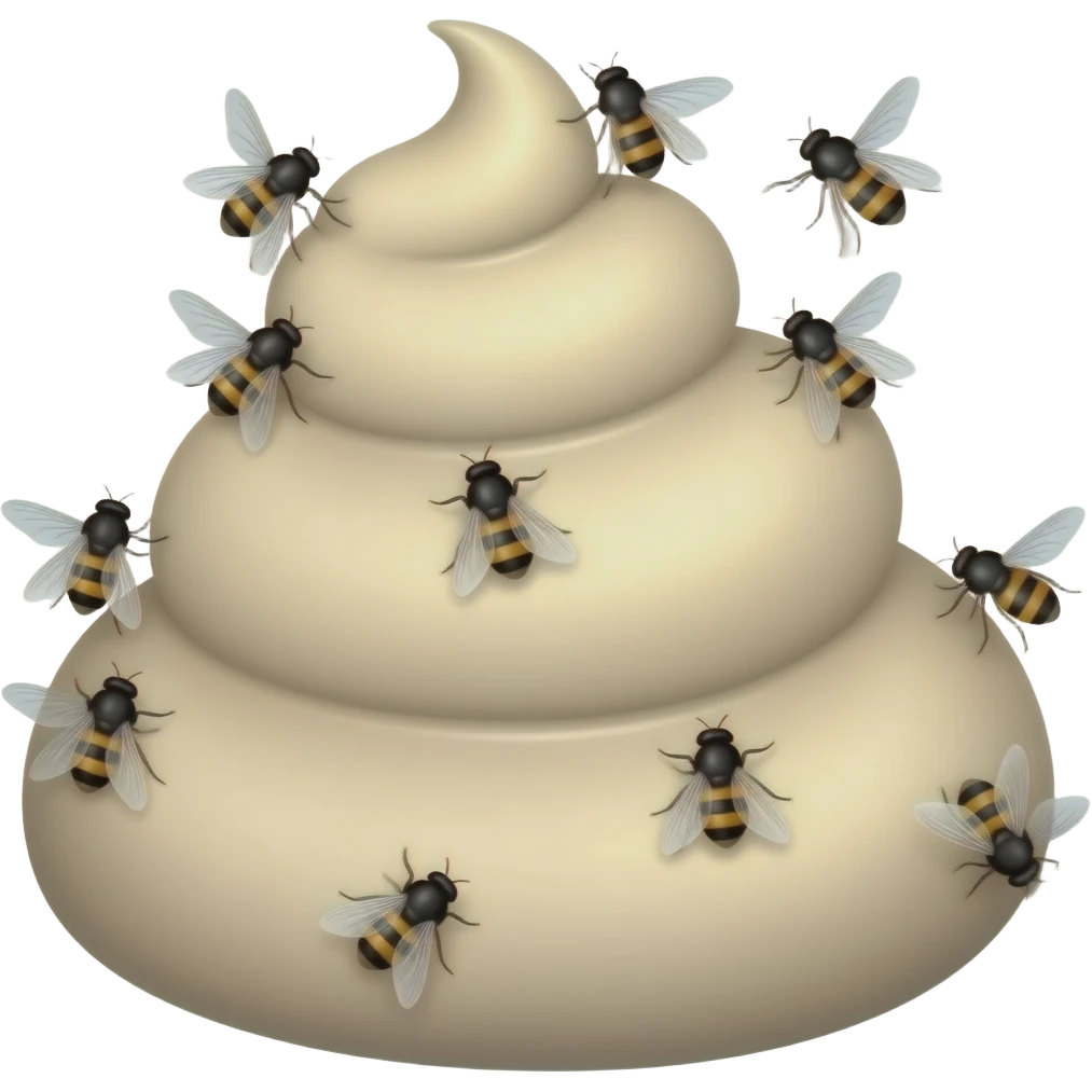 Caca entouré de mouche emoji