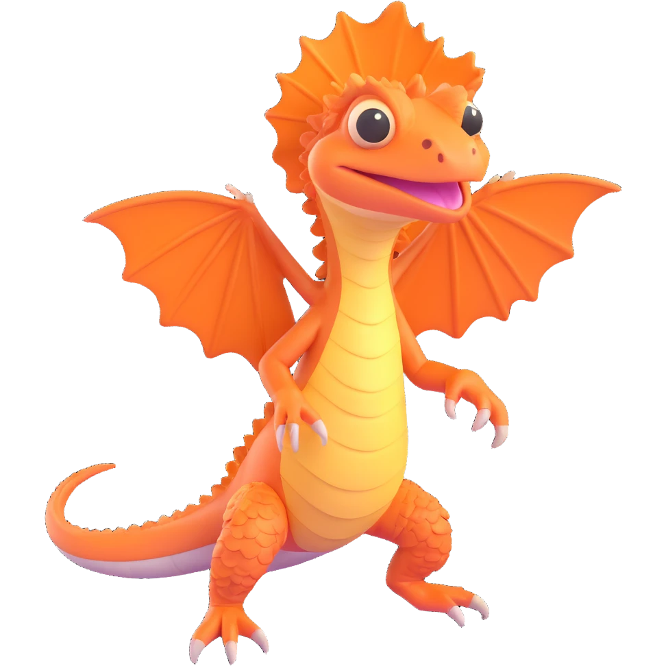 realistic frilled lizard with frill extended, 3D style emoji