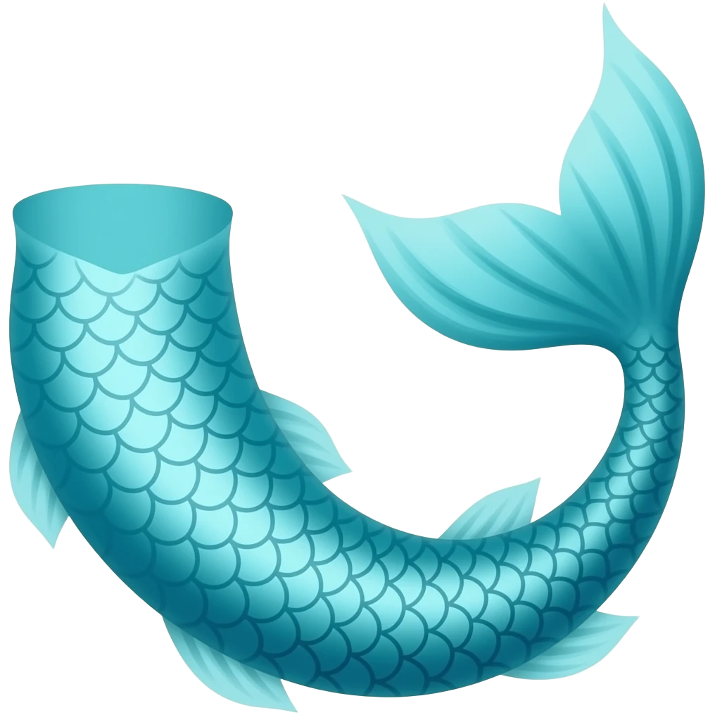 very long #B8FFFF mermaid tail in clipart style emoji