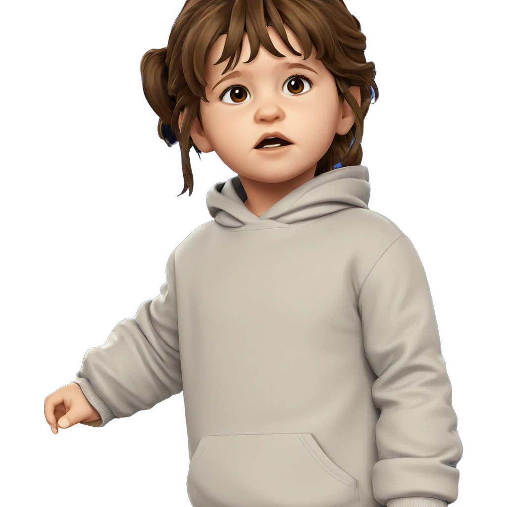 brown-haired girl looking at viewer emoji