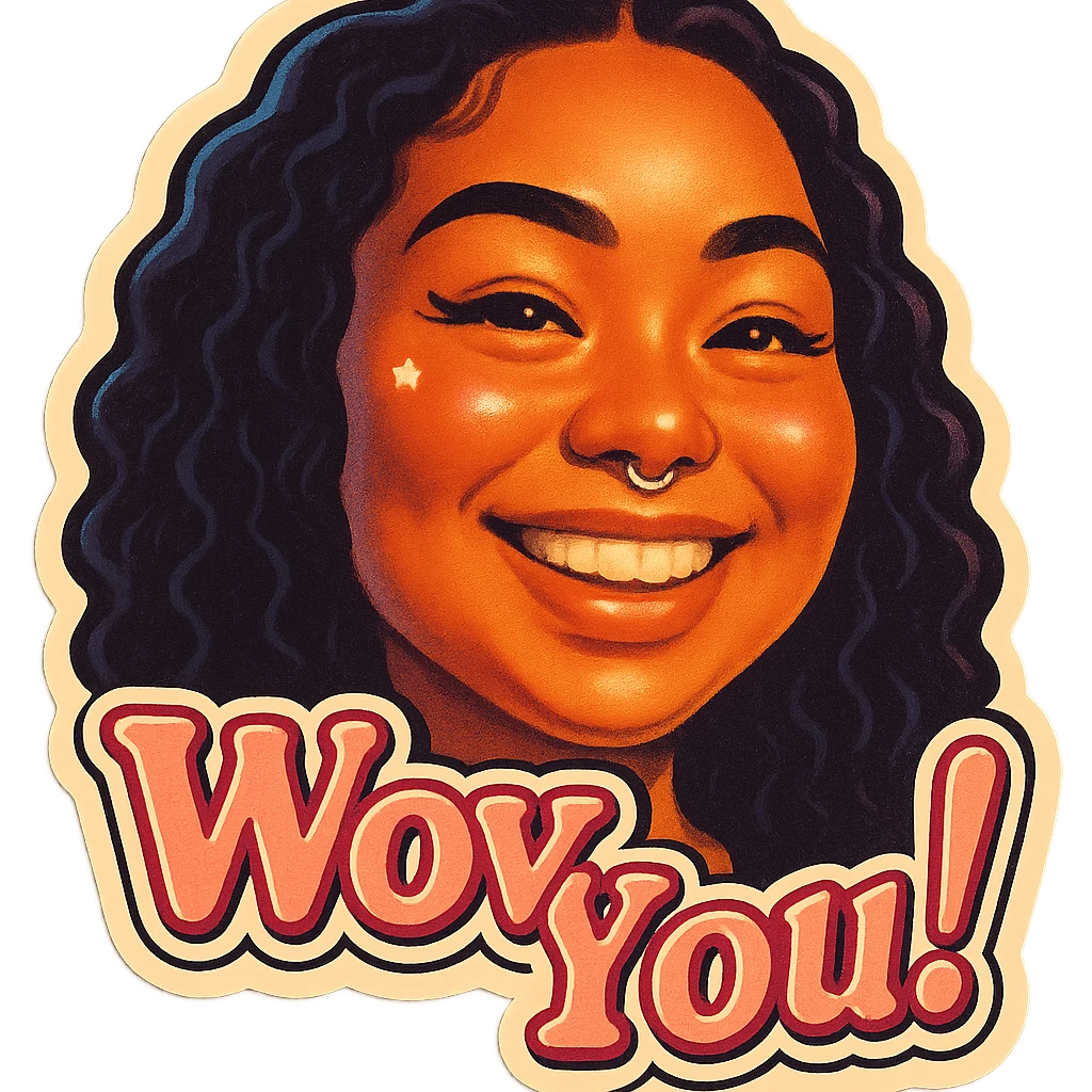 excited smile with mouth closed Z
add the words W You! in pink emoji