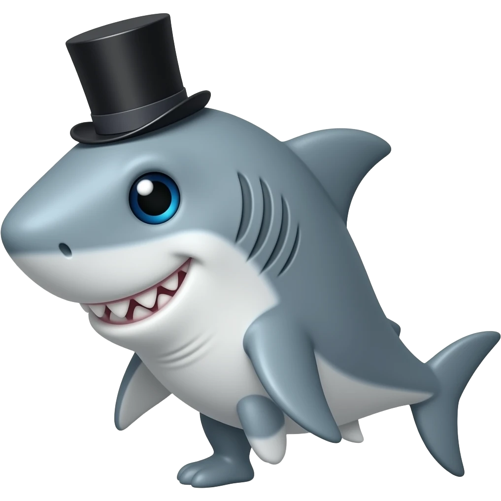 Shark with a top hat emoji