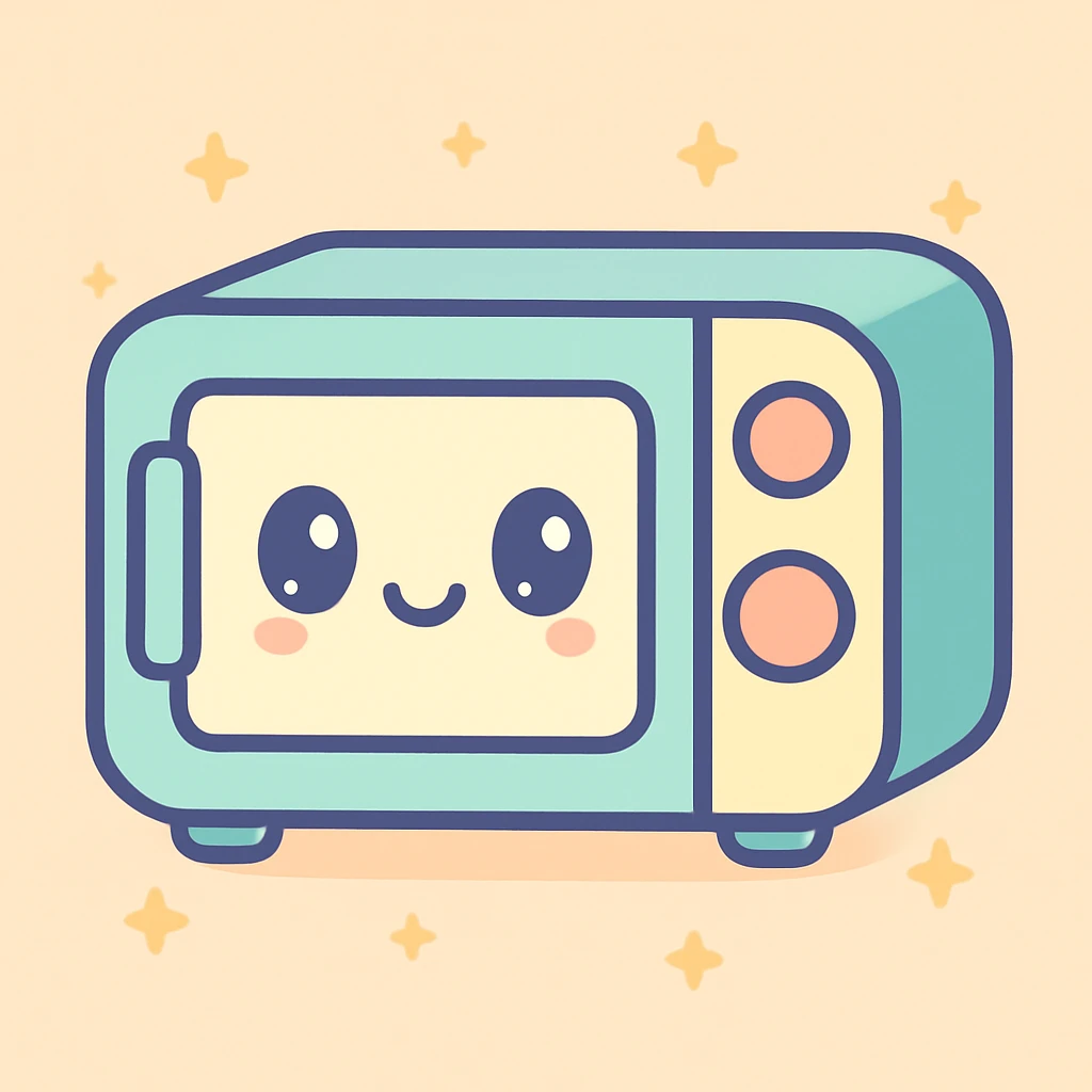 microondas, electrodoméstico, estilo kawaii, simpático emoji